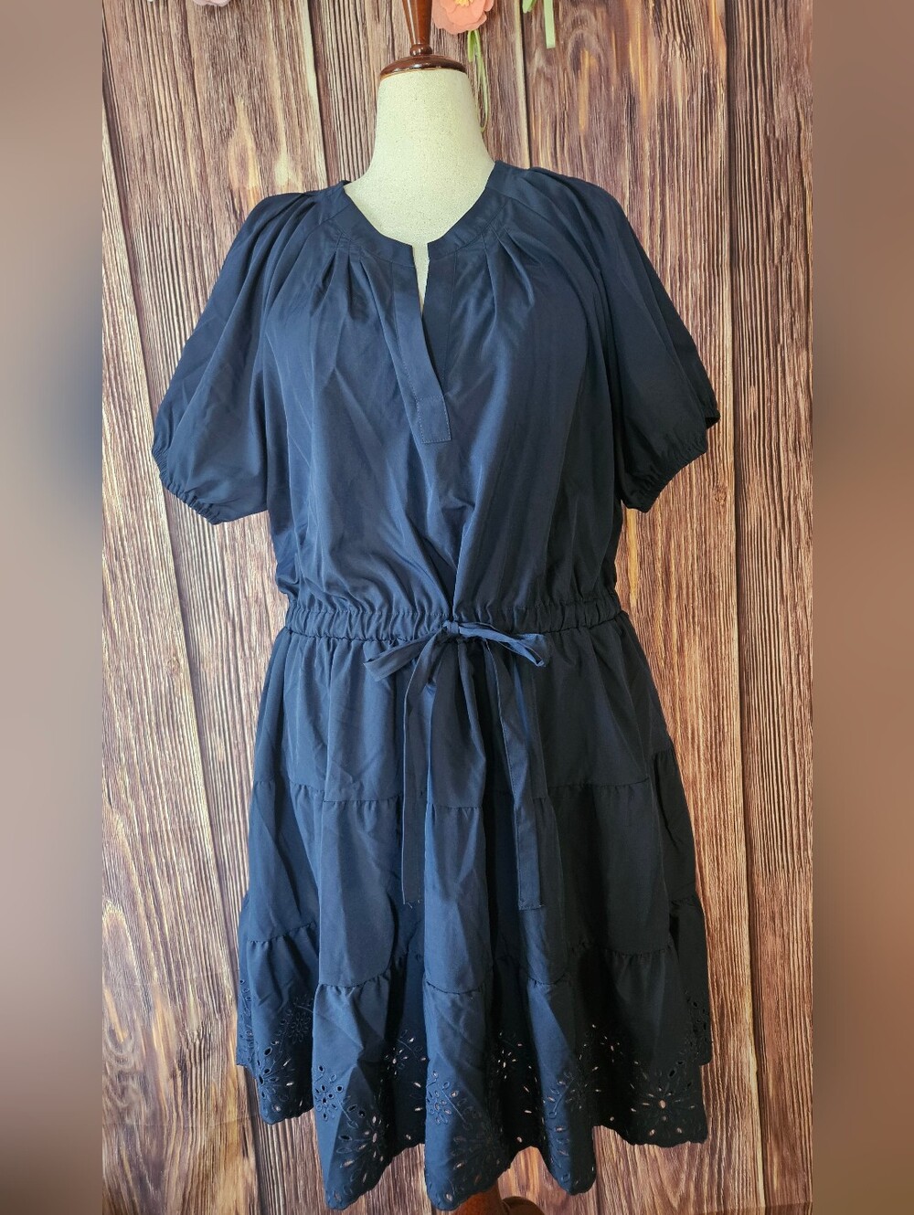 New Modern Works Eyelet Trim Belted Shirtdress Plus Size 2X